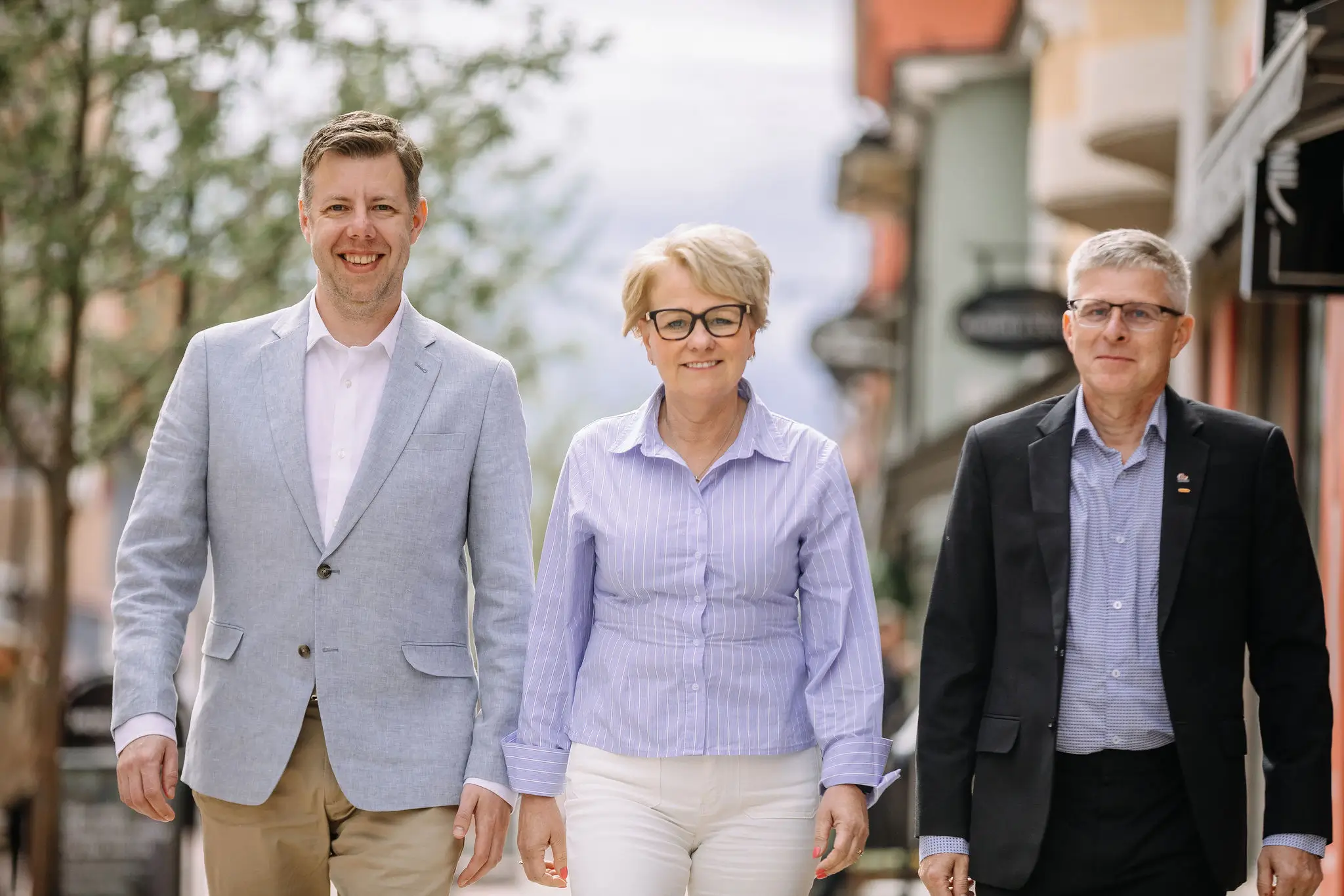 Fr vänster, Magnus Engström, Marie Björkvist Andersson VD Mora, Peter Lövdin VD Arboga