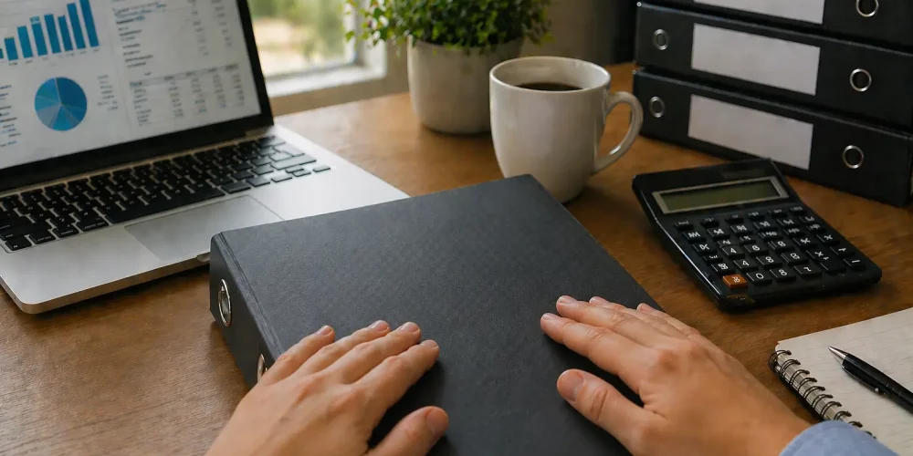 boksluts arbete vid ett skrivbord